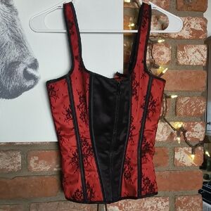 Frederick's of Hollywood Red and Black Corset Top